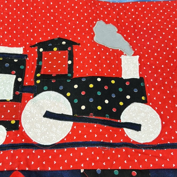 Handmade Appliqué Choo Choo Train Baby / Lap Quilt ~ 38” x 27” - Picture 11 of 12